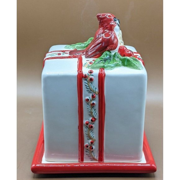 Blue Sky Cardinal Bird On Present Holiday Christmas Heather Goldminc 2012 - Picture 3 of 5